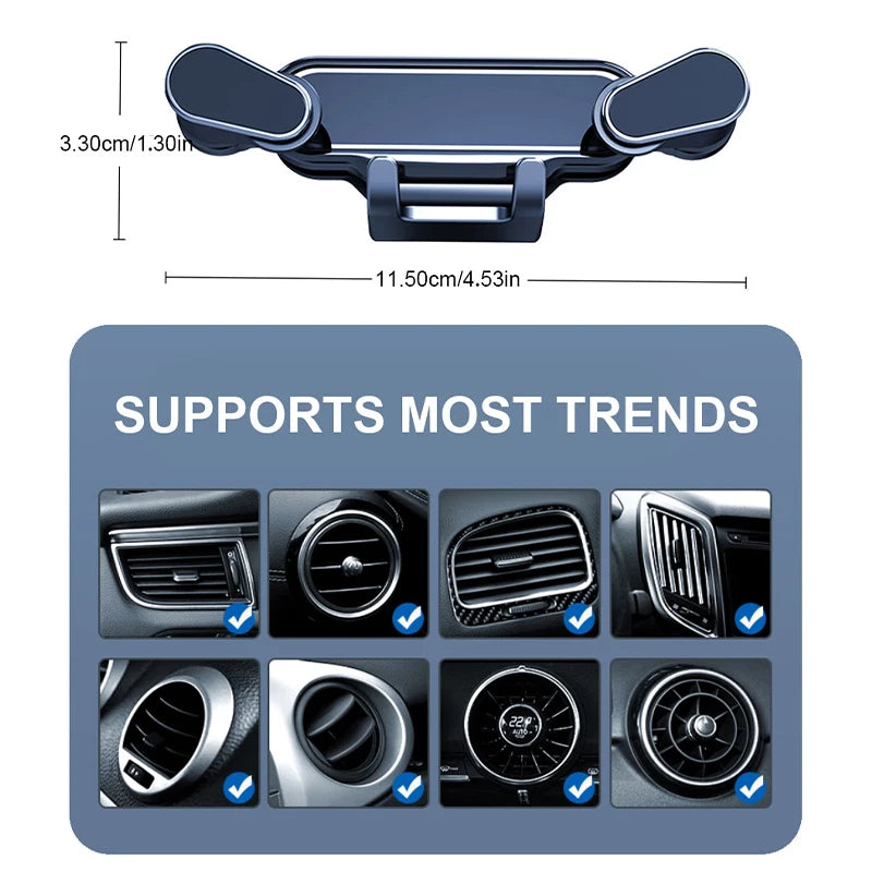 360-Degree Rotatable Gravity Car Phone Holder for Air Outlet - Mobile Device Stand and GPS Support