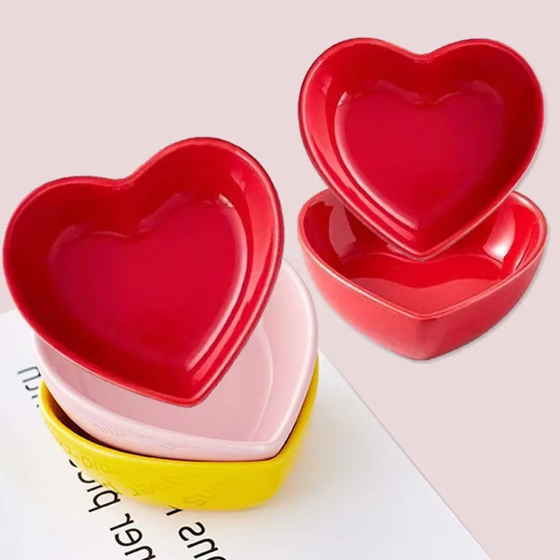  Hamster Feeding Bowl Colorful Heart Shape Ceramic Plate