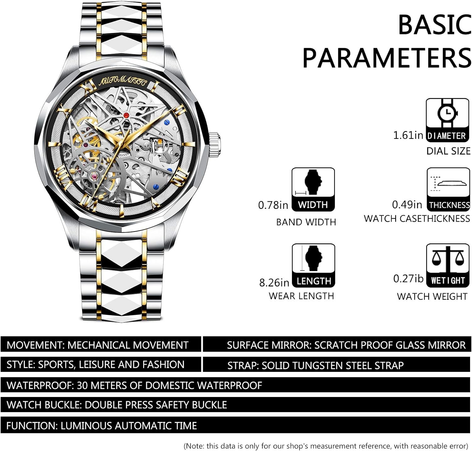 Automatic Mechanical Watches for Men Skeleton Waterproof 