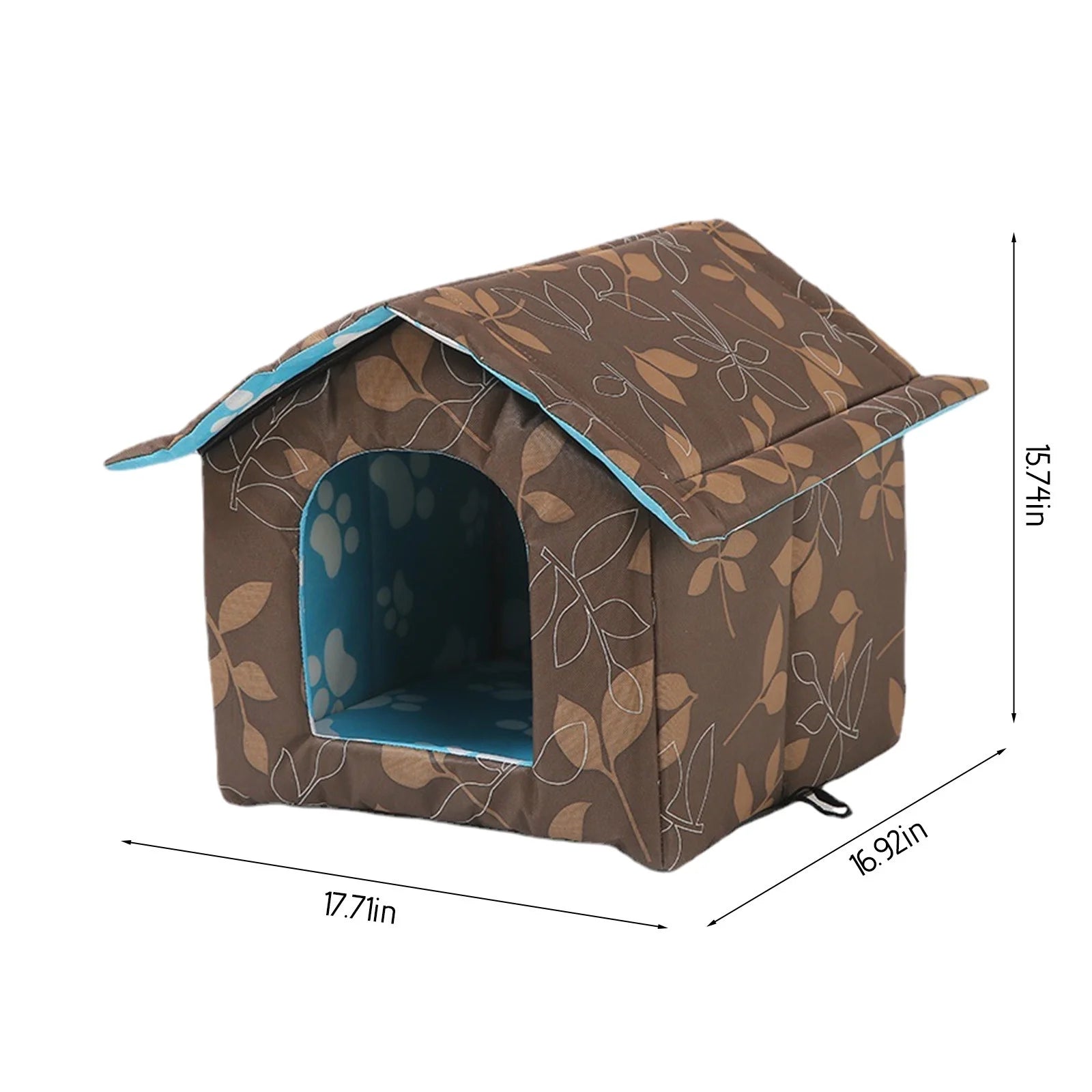 Winter House with Self Warming Pad-Outdoor Weather-Proof Heat Insulated Shelter