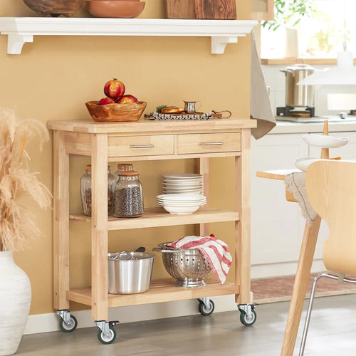 Andwele 31.5" Wood Home Kitchen Bar Carts with Wheels