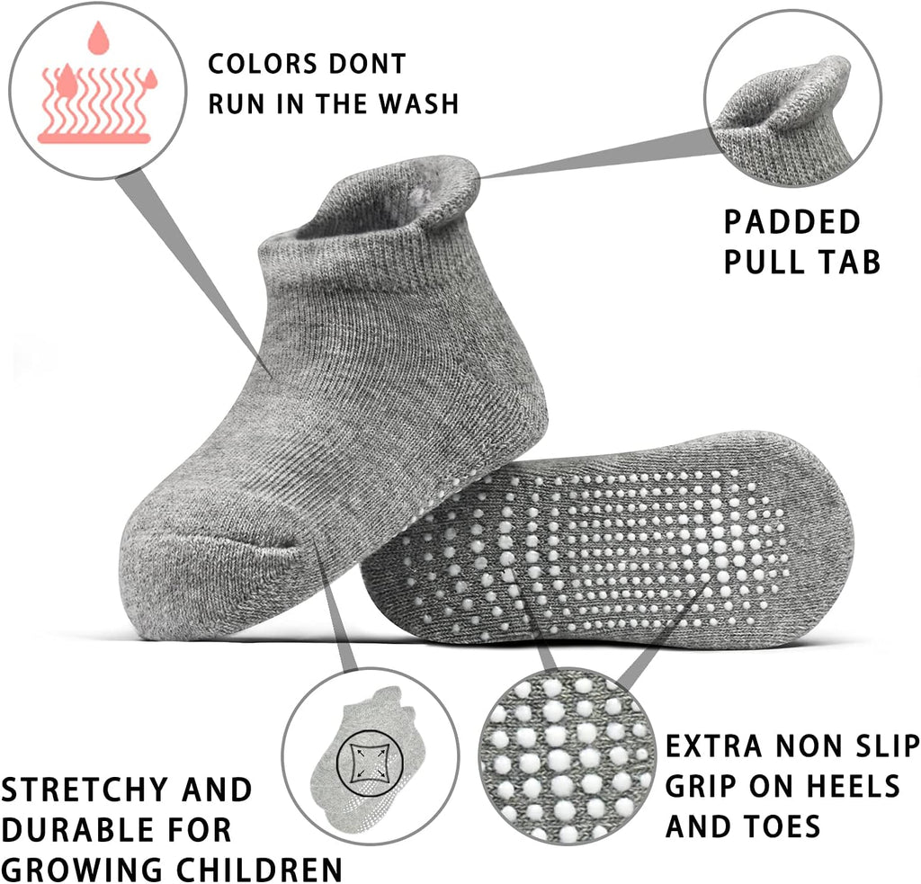 Non Slip Toddler Socks 12 Pairs Kids Grip Sock for Boys Girls Baby Ankle 