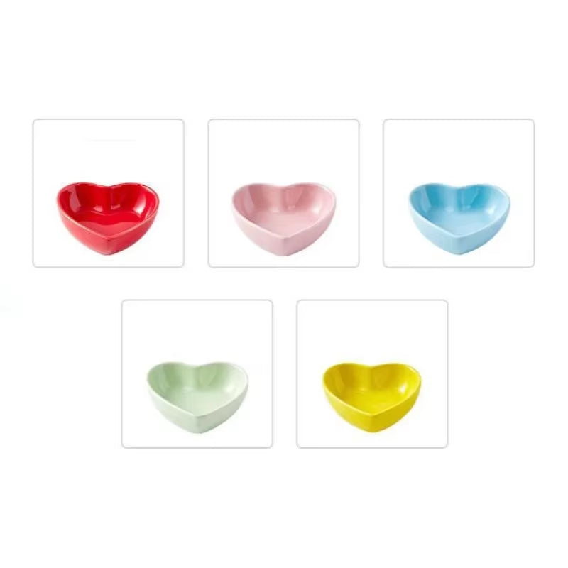  Hamster Feeding Bowl Colorful Heart Shape Ceramic Plate