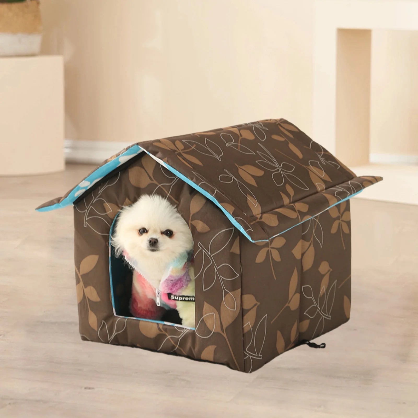 Winter House with Self Warming Pad-Outdoor Weather-Proof Heat Insulated Shelter