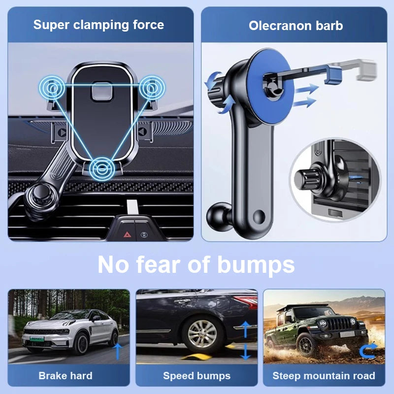360-Degree Rotatable Gravity Car Phone Holder for Air Outlet - Mobile Device Stand and GPS Support