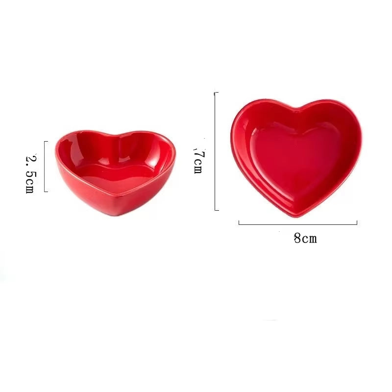  Hamster Feeding Bowl Colorful Heart Shape Ceramic Plate