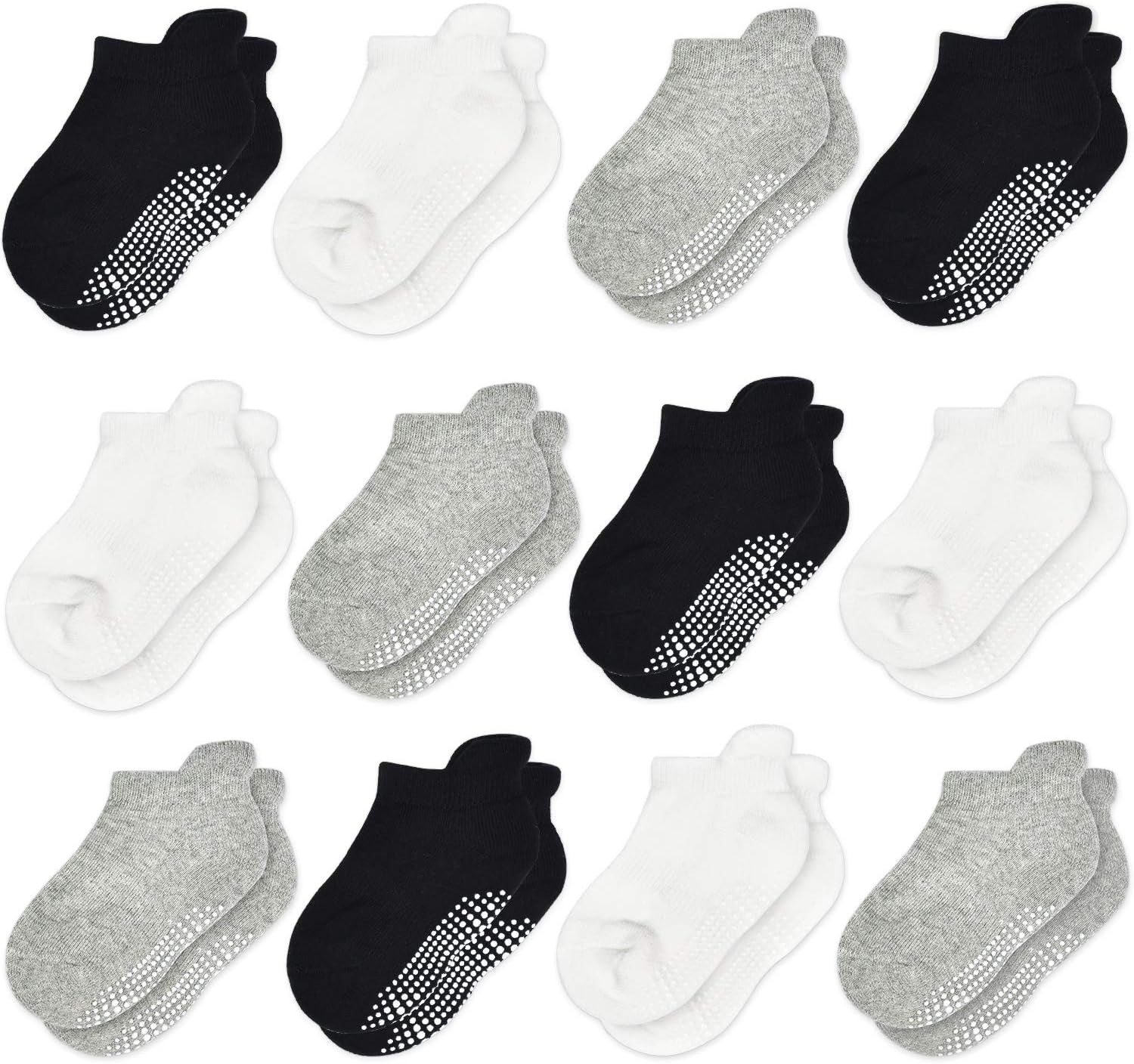 Non Slip Toddler Socks 12 Pairs Kids Grip Sock for Boys Girls Baby Ankle 