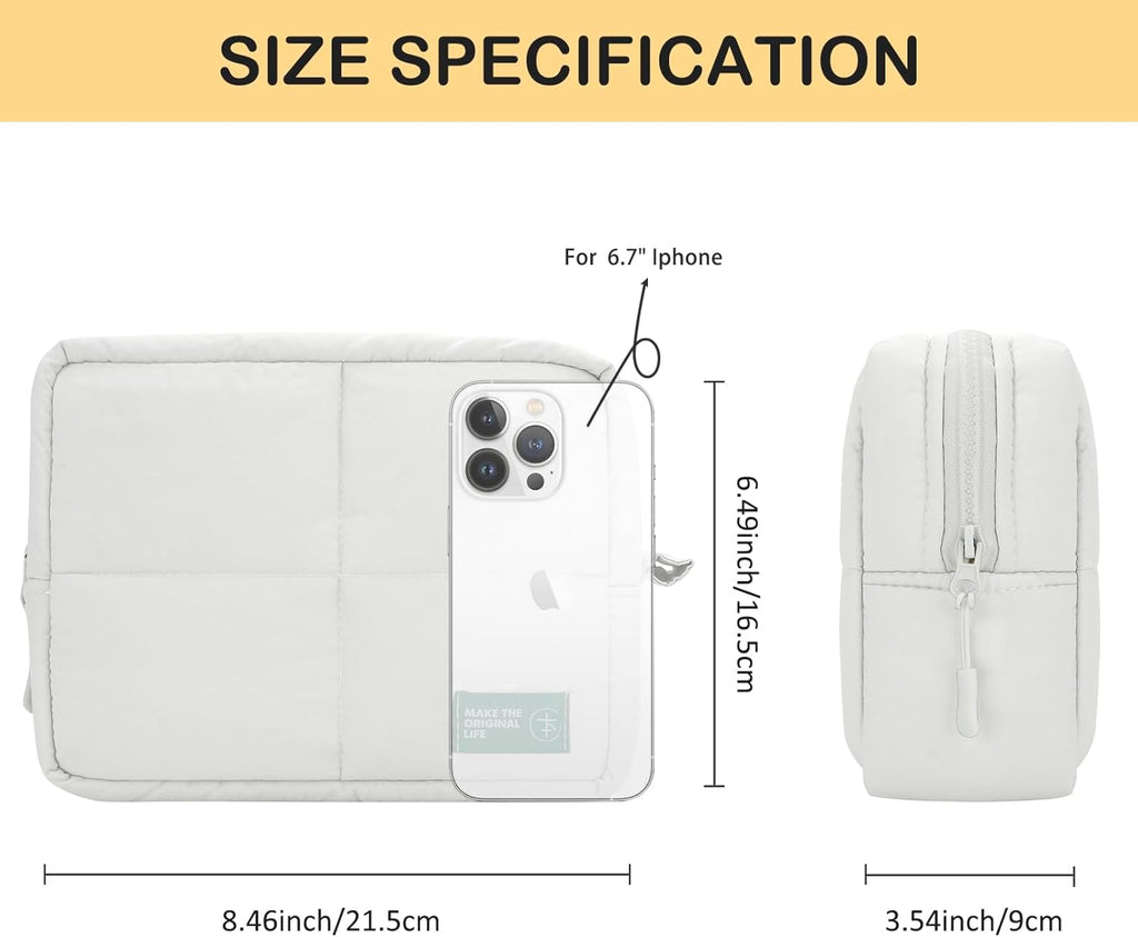 Cute Makeup Bag for Women, Quilted Cosmetic Bag Make up 