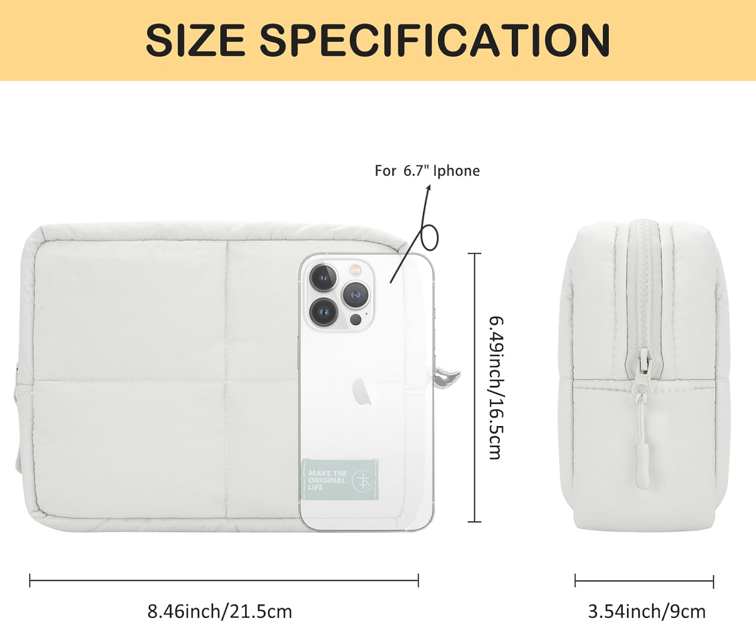 Cute Makeup Bag for Women, Quilted Cosmetic Bag Make up 