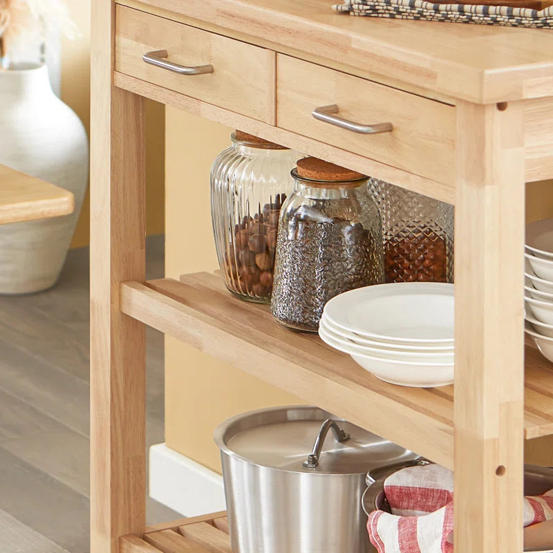 Andwele 31.5" Wood Home Kitchen Bar Carts with Wheels
